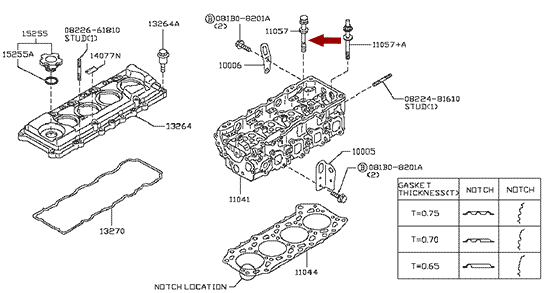 Болт ГБЦ NISSAN CABSTAR (Ниссан Кабстар) F24 дв. ZD30DDTI, оригинал, 110572W200