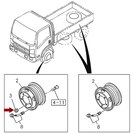 Гайка колеса ISUZU NQR75/71 - передняя левая, BAGSTAR