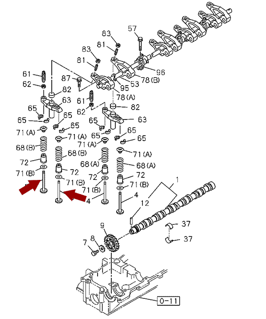 Клапан выпускной ISUZU NQR75, NPR75, 8972098763 / 8972098762, 4HK1 На схеме показаны клапаны выпускные ISUZU NQR75, NPR75, 8972098763 / 8972098762, 4HK1
