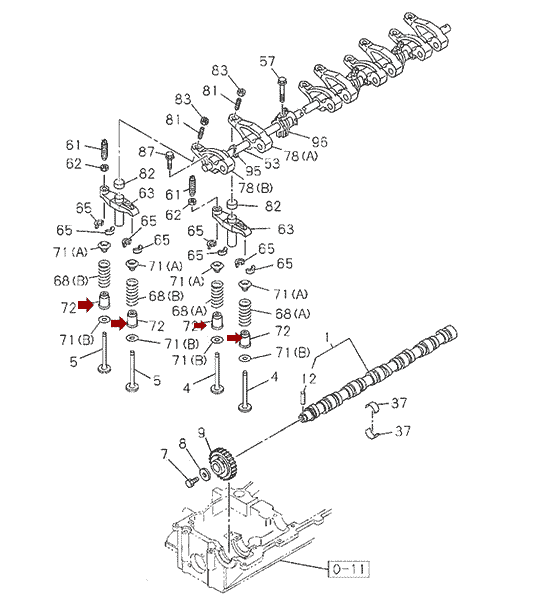 Колпачки маслосъемные ISUZU NQR75/NPR75, дв. 4HK1T, комплект 8 шт., MUSASHI, 8973767200