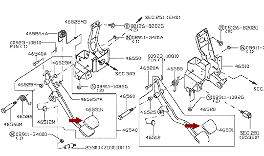 Накладка педали NISSAN CABSTAR (Ниссан Кабстар) F24, оригинал, 46531MB40A