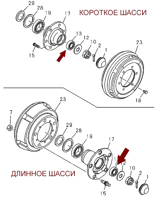 Схема для короткого и длинного шасси подшипник передней ступицы ISUZU (ИСУЗУ) NLR85, NMR85 - наружный, оригинал, 9000931720 На схеме показан подшипник передней ступицы ISUZU (ИСУЗУ) NLR85, NMR85 - наружный, оригинал, 9000931720