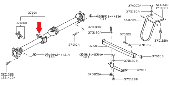 ПОДВЕСНОЙ ПОДШИПНИК КАРДАННОГО ВАЛА NISSAN CABSTAR F24, 37000MB92C
