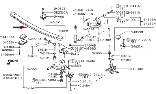 Рессора передняя NISSAN CABSTAR F24, 54010MD00B