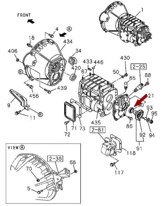 На схеме показан сальник хвостовика КПП ISUZU (ИСУЗУ) NKR55, Elring, 8972572960