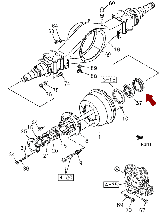 Сальник задней ступицы внутренний ISUZU (ИСУЗУ) NLR85/NMR85, MUSASHI, Japan, 8943363141 На схеме показан сальник задней ступицы внутренний ISUZU (ИСУЗУ) NLR85/NMR85, MUSASHI, Japan, 8943363141