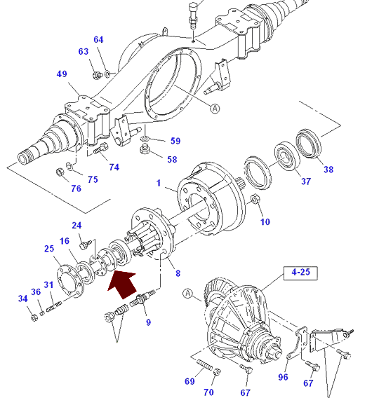 Гайка задней полуоси ISUZU (ИСУЗУ) NQR71/75, BAGSTAR