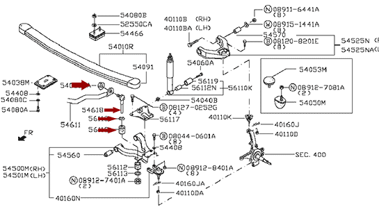 Стойка стабилизатора Nissan Cabstar (Ниссан Кабстар) F24 - передняя, Japan, 54618MB40A