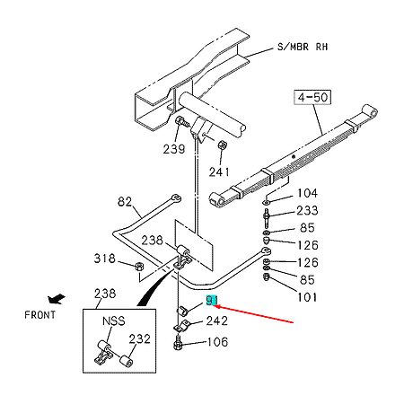 Схема для втулки переднего стабилизатора ISUZU (ИСУЗУ) NQR71/75, 8943421870 На схеме показано размещение втулки переднего стабилизатора ISUZU (ИСУЗУ) NQR71/75, 8943421870